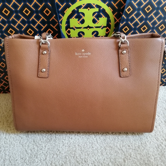 Kate Spade Andee Brown Leather Chain Shoulder Tote - Picture 2 of 5